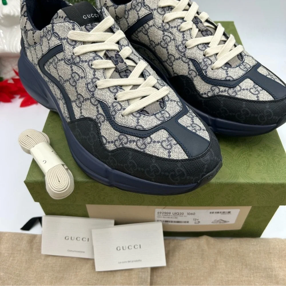 Gucci men’s RYTHON GG supreme monogram trainer size 12.5 made in Italy